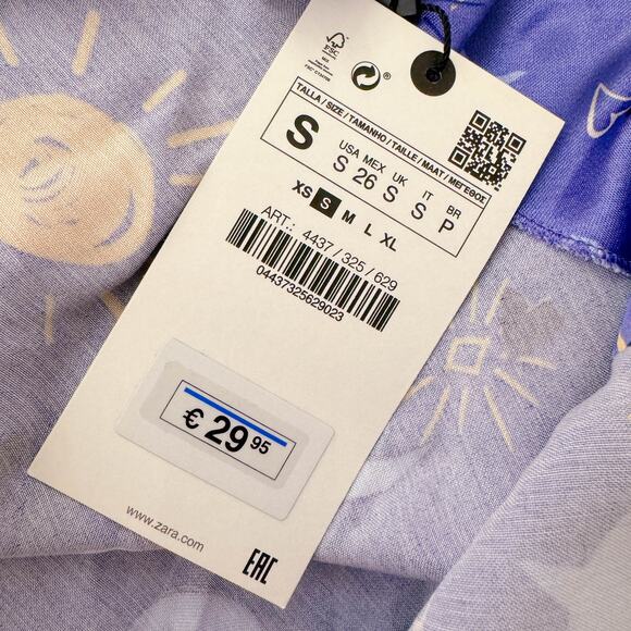 Zara Sun Moon Star Celestial Satin Silky Mini Slip Dress Purple Blogger Sz S NWT - Picture 9 of 12